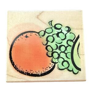 Hero Arts Poetic Prints Oranges & Grapes E2724 2003 Rubber Stamp